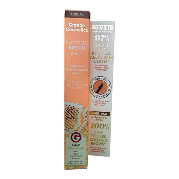 Grande Cosmetics Auburn Grande Brow 2-in-1 Tinted Gel Brow Enhancing Serum New - Picture 1 of 4